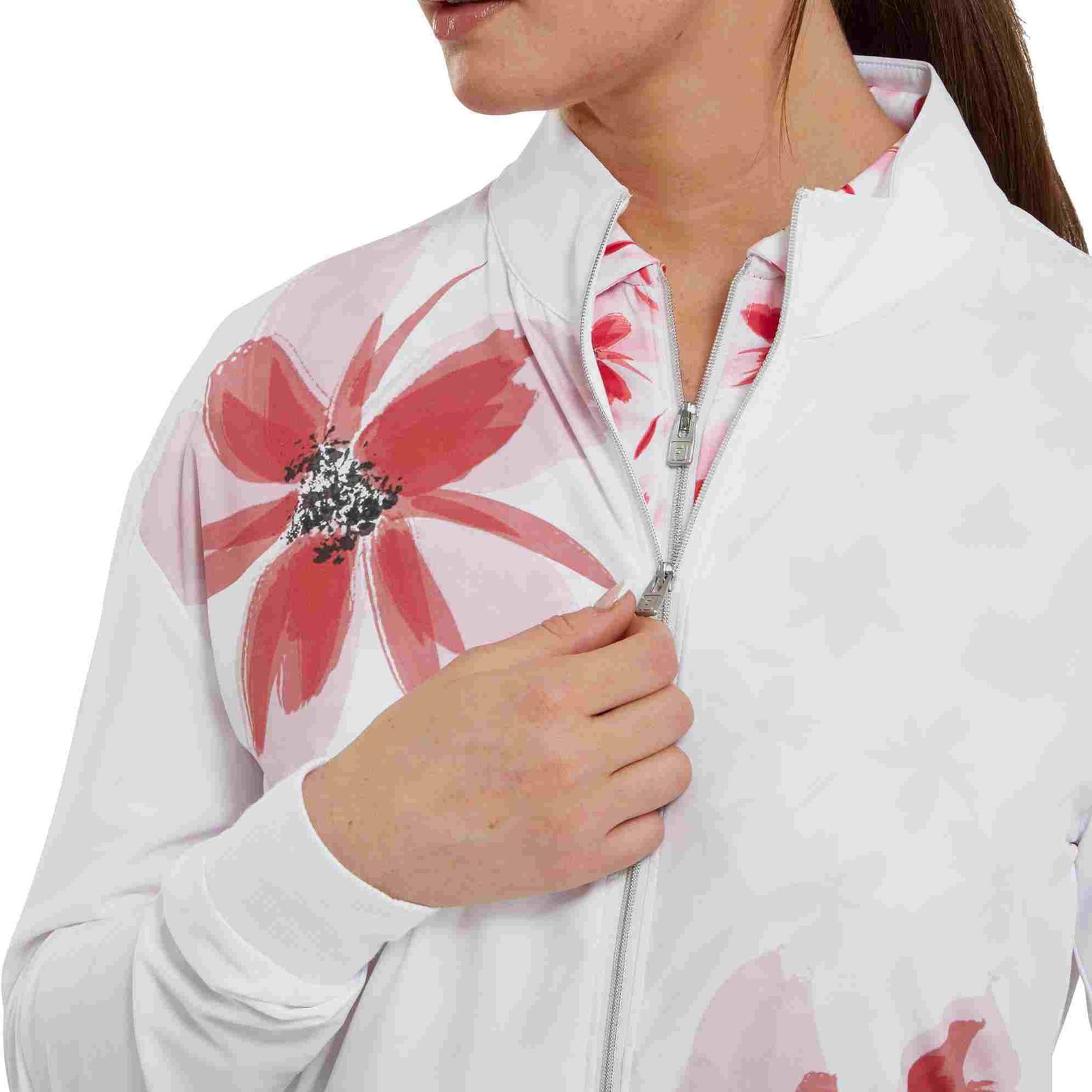 FootJoy Lightweight Full-Zip women's jacket, white/pink