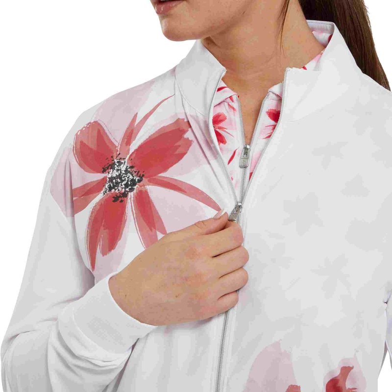 FootJoy Lightweight Full-Zip women's jacket, white/pink