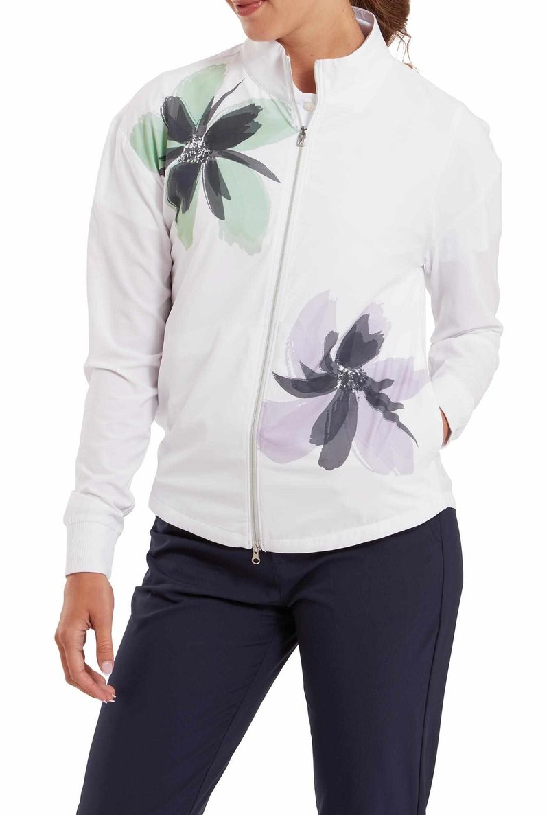 FootJoy Lightweight Full-Zip women's jacket, white/lavender