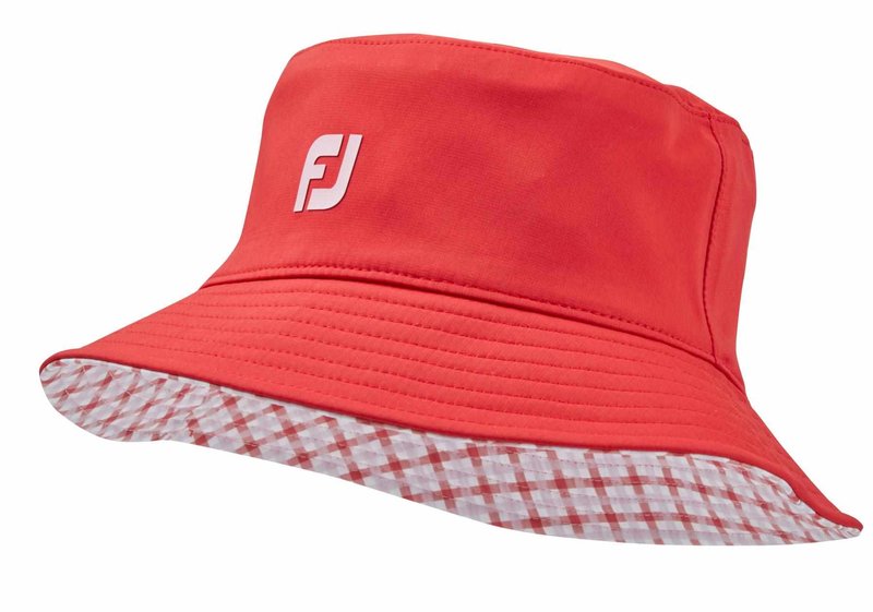 FootJoy Reversible ladies bucket hat, red/gingham