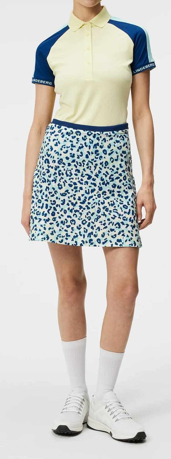 J.Lindeberg Themba women's golf skirt, leopard aruba blue
