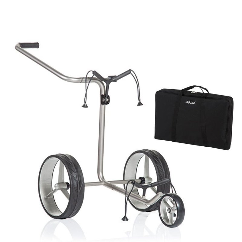 JuCad Junior Stainless Steel 3-wheeled manual trolley + carry bag JTT, silver