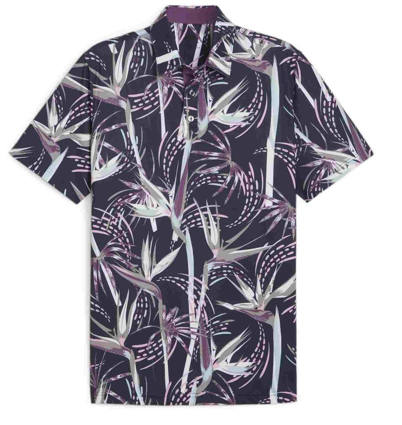 Puma Mattr Birds of Paradise men's polo, deep blue