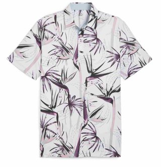 Puma Mattr Birds of Paradise men's polo, white