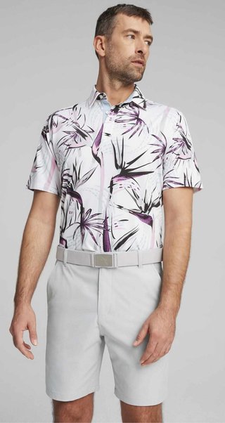Puma Mattr Birds of Paradise men's polo, white