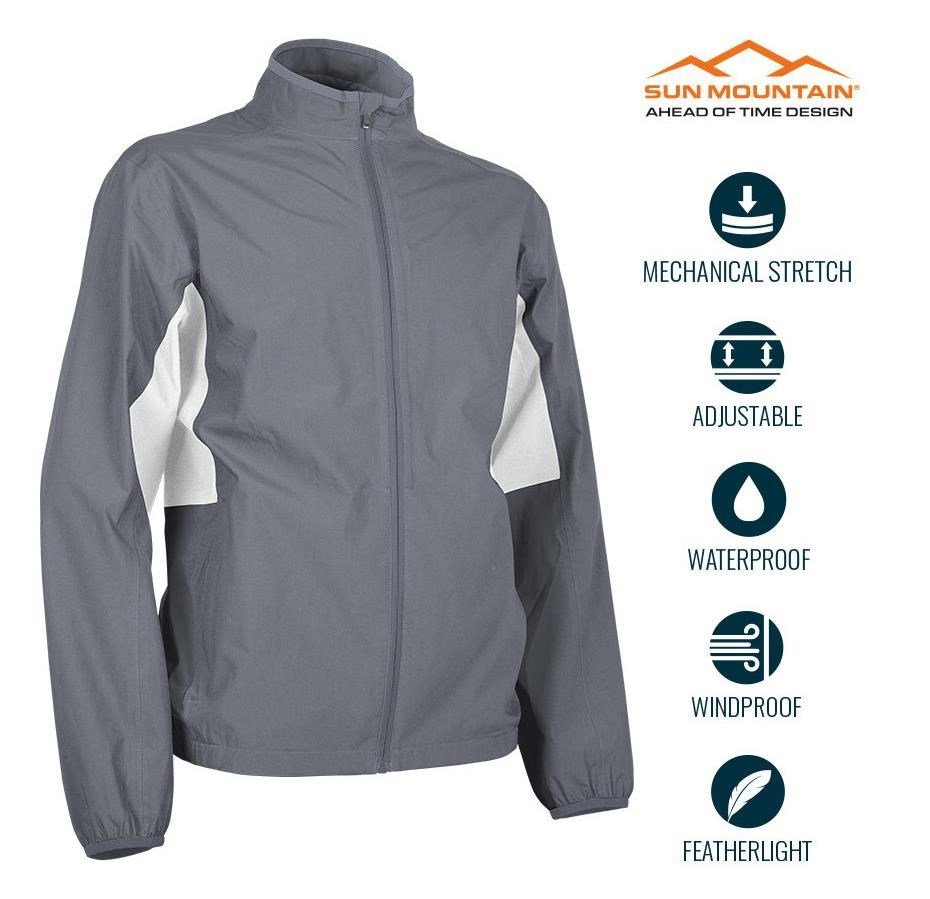 Sun Mountain Monsoon waterproof men's jacket, cadet/white