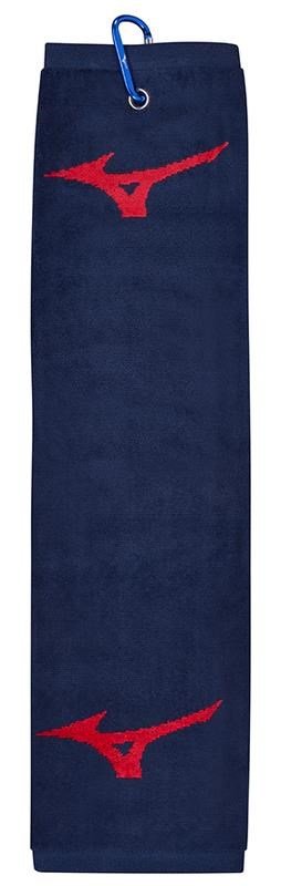 Mizuno RB Tri Fold Golf Towel, navy/red