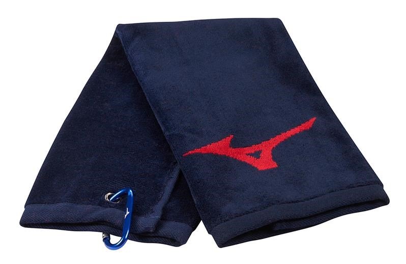 Mizuno RB Tri Fold Golf Towel, navy/red