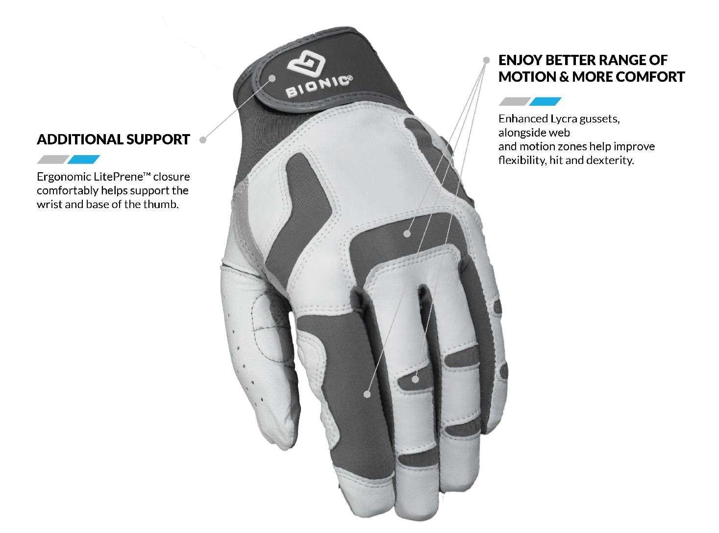 Bionic Relief Grip 2.0 mens golf glove, white
