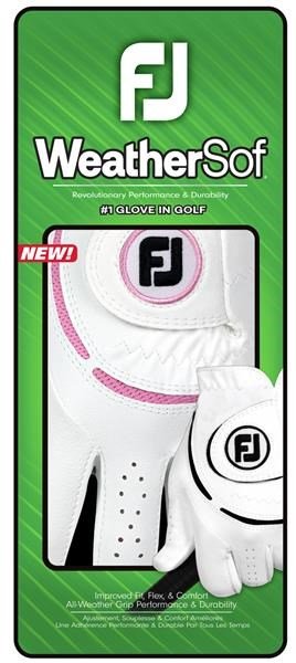 FootJoy WeatherSof ladies golf glove, white/pink