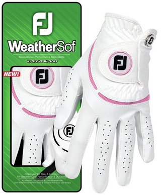 FootJoy WeatherSof ladies golf glove, white/pink