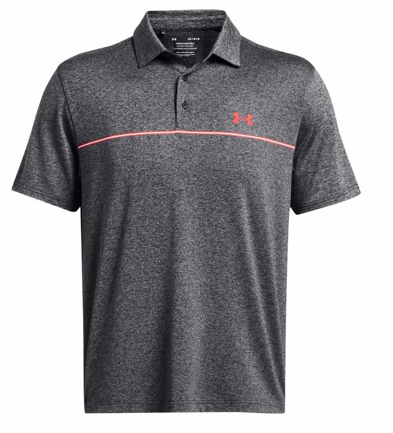 Under Armour Playoff 3.0 Stripe men's polo, black/red solstice