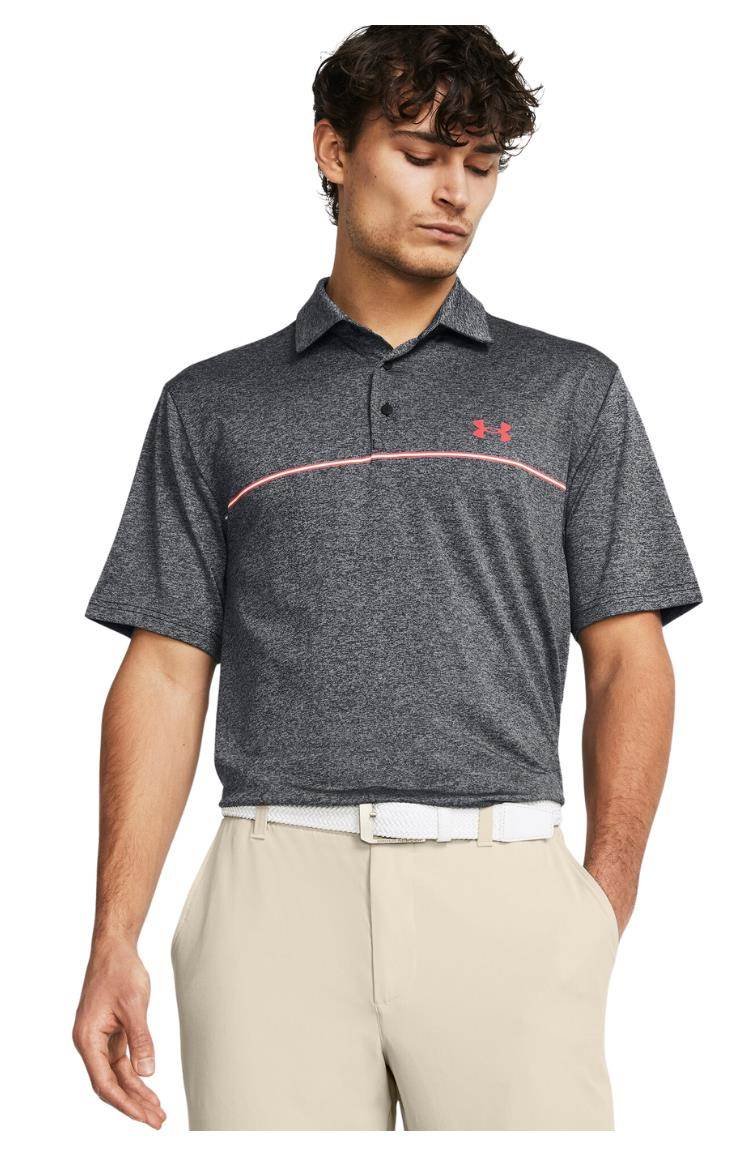 Under Armour Playoff 3.0 Stripe men's polo, black/red solstice