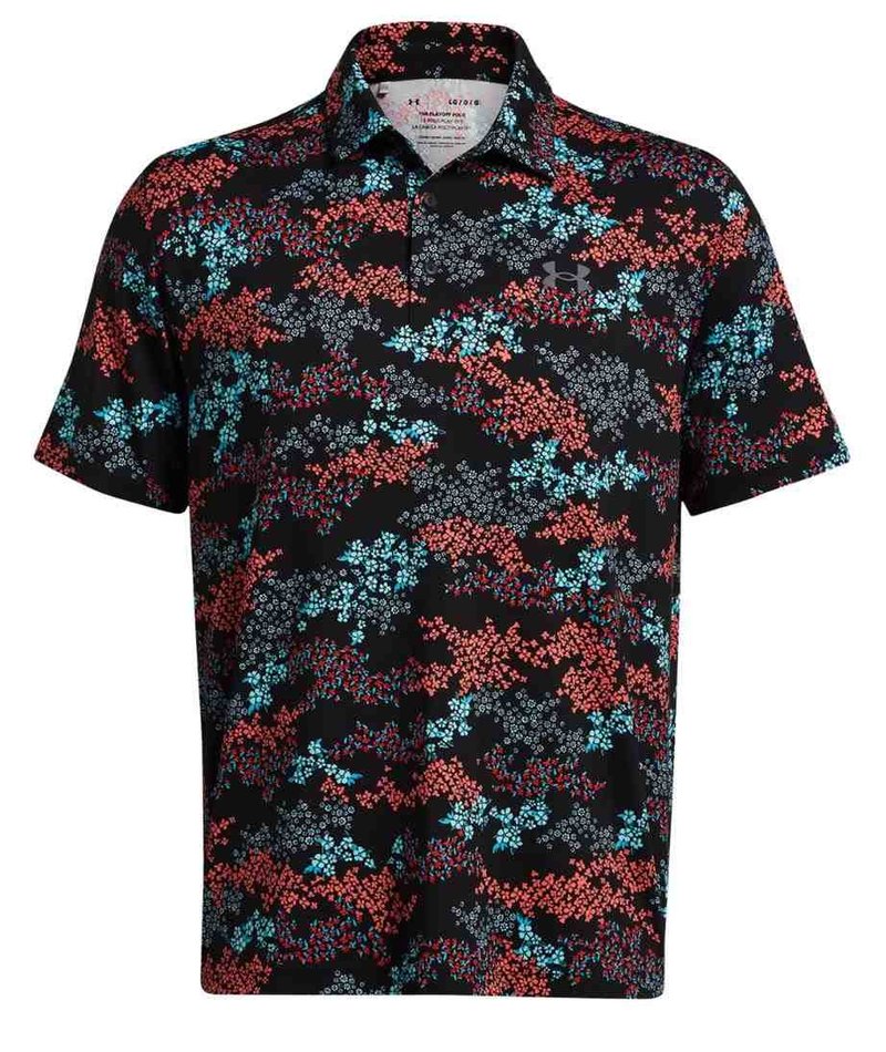 Under Armour Playoff 3.0 Printed men's polo, black/hydro teal