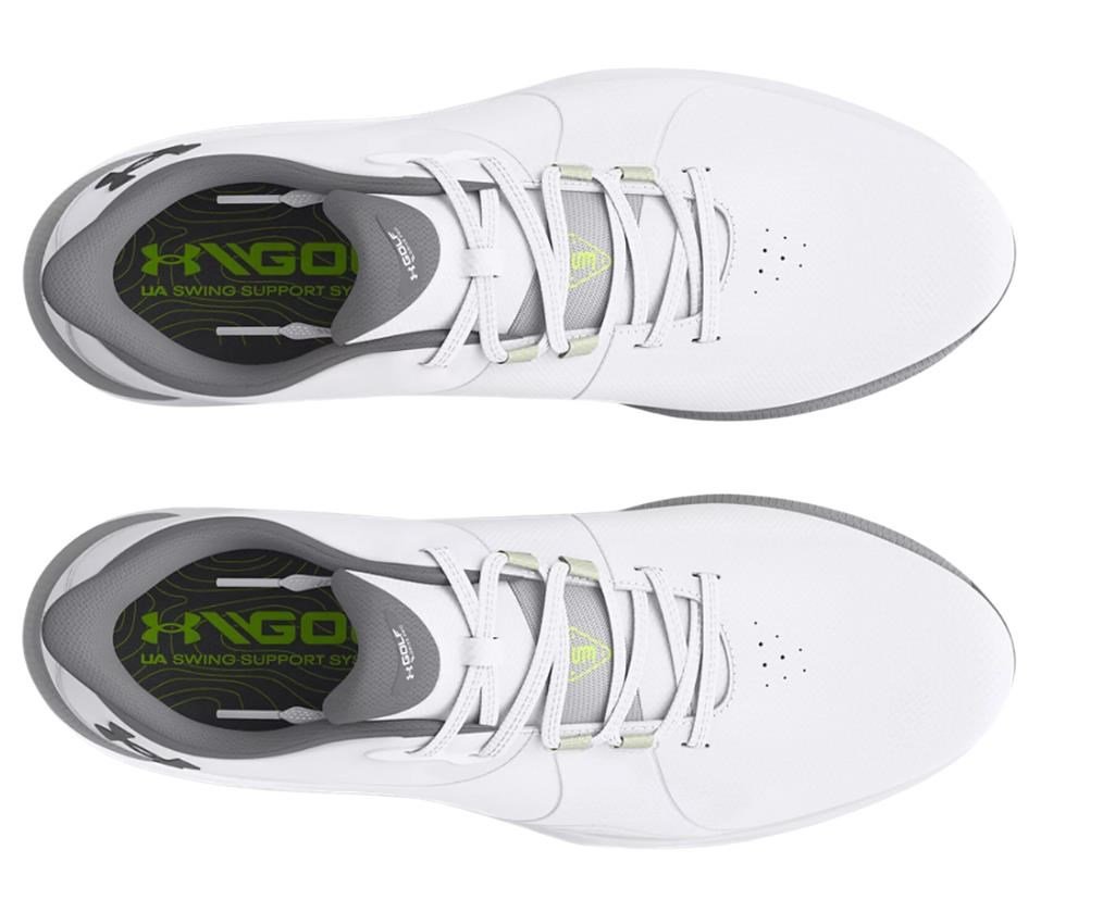 Under Armour Drive Pro SL mens golf shoes, white/metallic gun metal