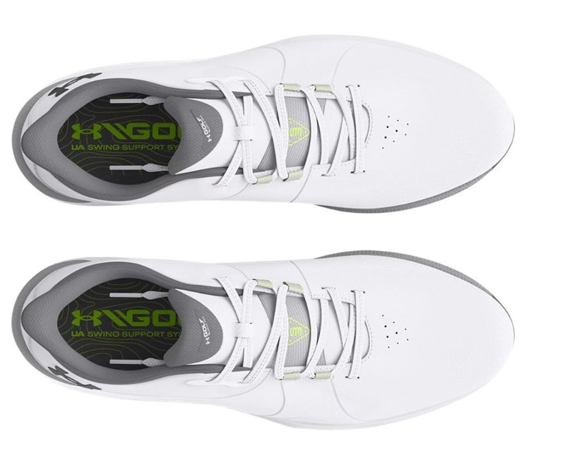 Under Armour Drive Pro SL mens golf shoes, white/metallic gun metal