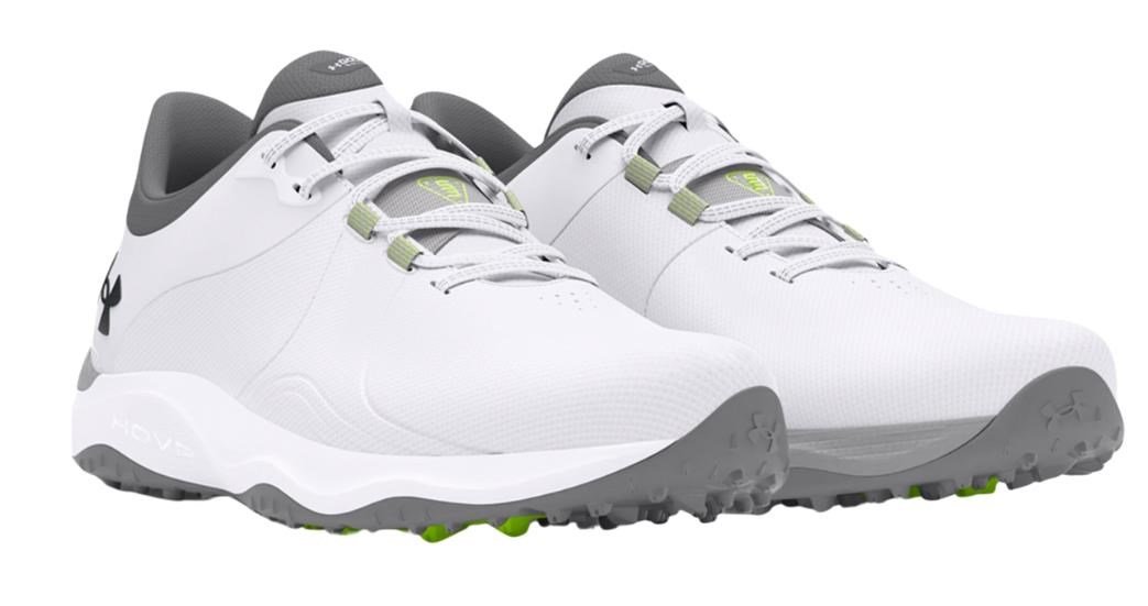 Under Armour Drive Pro SL mens golf shoes, white/metallic gun metal