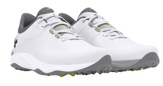 Under Armour Drive Pro SL mens golf shoes, white/metallic gun metal