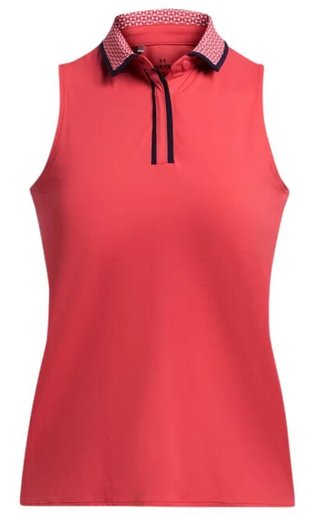 Under Armour Iso-Chill women's polo, red solstice/white