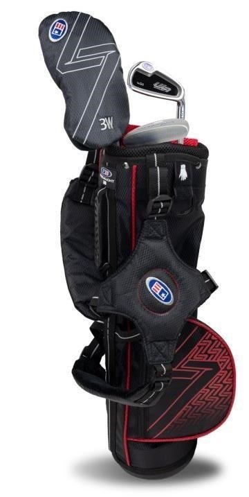U.S. Kids Golf UL7-39 (99cm) W30 3-Club junior golf set + carry bag, black/red