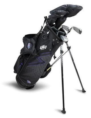 U.S. Kids Golf UL7-54 (137cm) W15 5-Club junior golf set + stand bag, black/purple