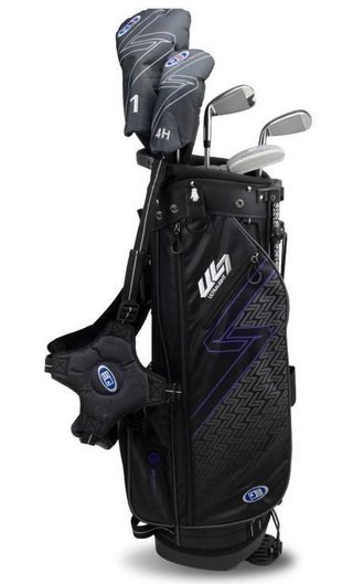 U.S. Kids Golf UL7-54 (137cm) W15 5-Club junior golf set + stand bag, black/purple