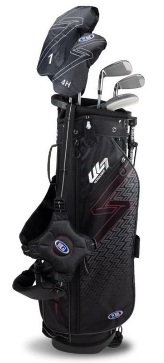 U.S. Kids Golf UL7-60 (152cm) W10 5-Club junior golf set + stand bag, black/maroon