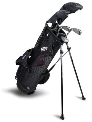 U.S. Kids Golf UL7-60 (152cm) W10 5-Club junior golf set + stand bag, black/maroon