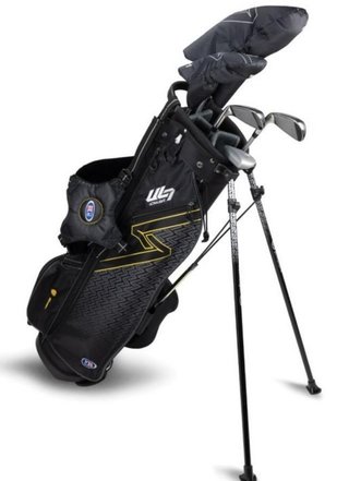 U.S. Kids Golf UL7-63 (160cm) W10 5-Club junior golf set, graphite, + stand bag, black/gold