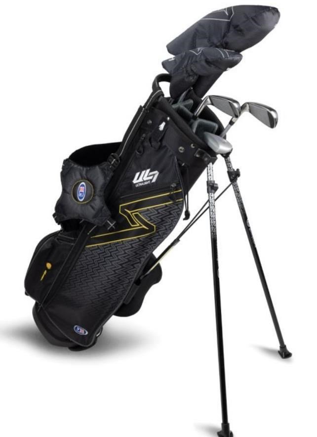 U.S. Kids Golf UL7-63 (160cm) W10 5-Club junior golf set, graphite, + stand bag, black/gold