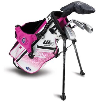 U.S. Kids Golf UL7-42 (107cm) W25 4-Club junior golf set + stand bag, white/pink