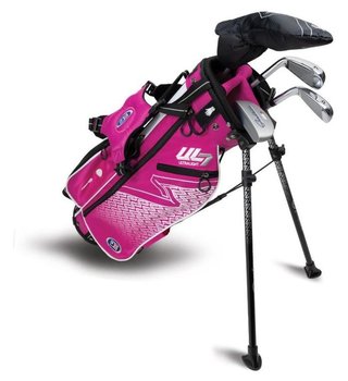 U.S. Kids Golf UL7-45 (114cm) W25 4-Club junior golf set + stand bag, pink/white