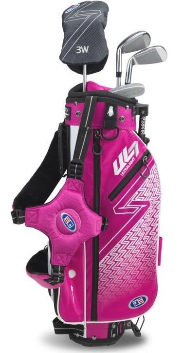 U.S. Kids Golf UL7-45 (114cm) W25 4-Club junior golf set + stand bag, pink/white