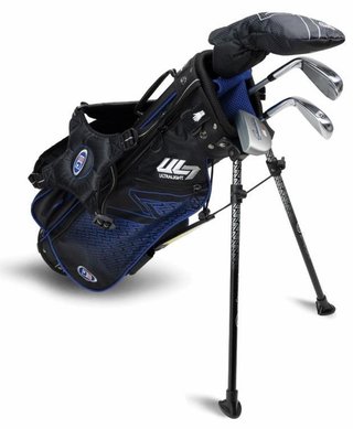U.S. Kids Golf UL7-45 (114cm) W25 4-Club junior golf set + stand bag, black/blue