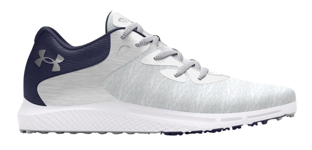 Under Armour Charged Breathe 2 Knit SL ladies golf shoes, halo grey/midnight navy/metallic silver