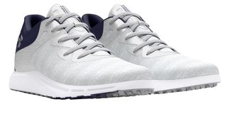 Under Armour Charged Breathe 2 Knit SL ladies golf shoes, halo grey/midnight navy/metallic silver
