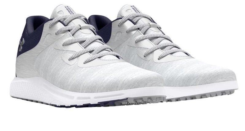 Under Armour Charged Breathe 2 Knit SL ladies golf shoes, halo grey/midnight navy/metallic silver