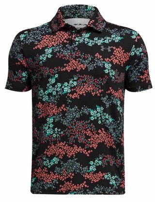 Under Armour Playoff Printed junior polo, black/hydro teal
