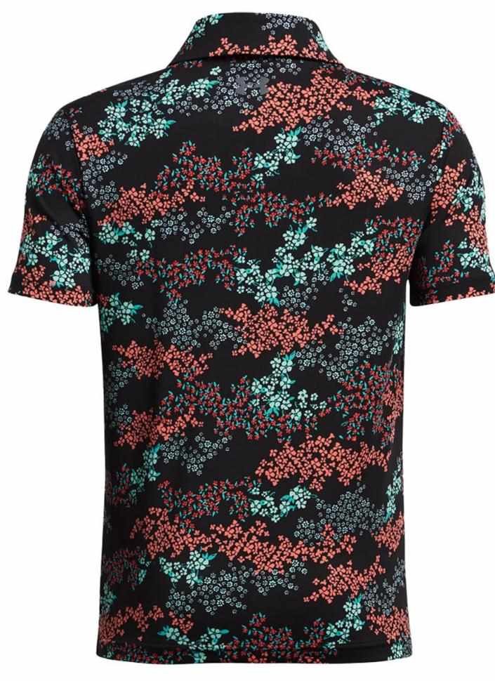 Under Armour Playoff Printed junior polo, black/hydro teal