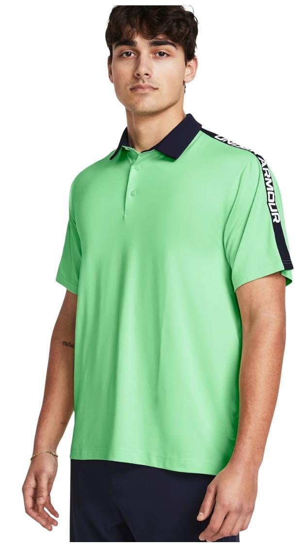 Under Armour Playoff 3.0 Striker men's polo, matrix green/midnight navy/white