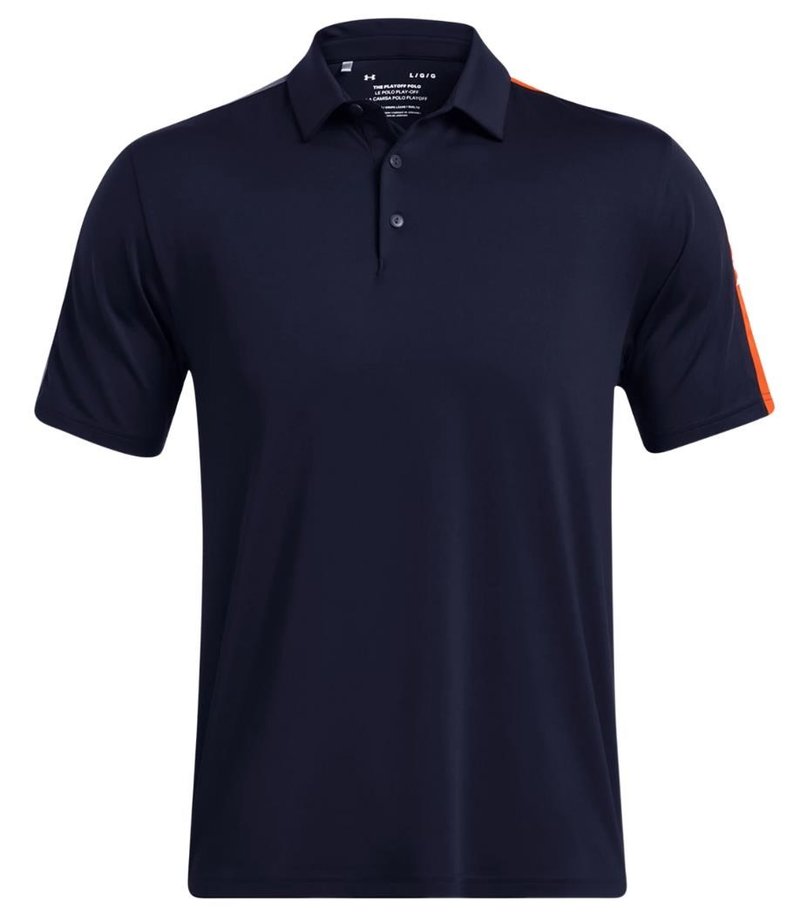 Under Armour Playoff 3.0 Striker men's polo, midnight navy/phoenix fire/white