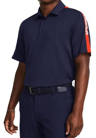 Under Armour Playoff 3.0 Striker men's polo, midnight navy/phoenix fire/white