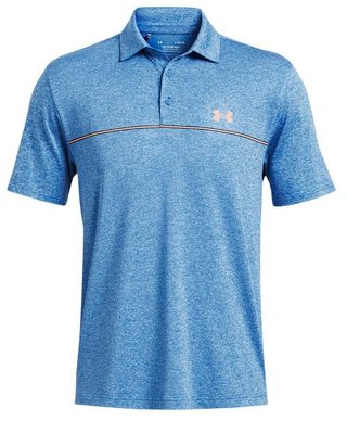 Under Armour Playoff 3.0 Stripe men's polo, photon blue/nova orange/midnight navy