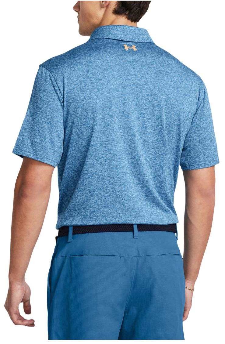 Under Armour Playoff 3.0 Stripe men's polo, photon blue/nova orange/midnight navy