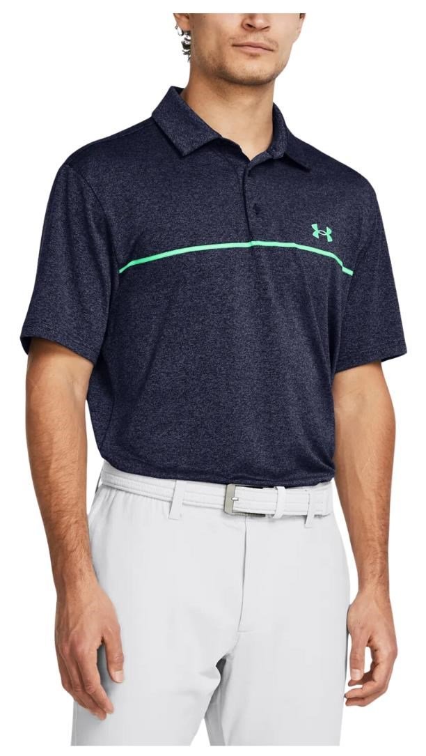 Under Armour Playoff 3.0 Stripe men's polo, midnight navy/vapor green