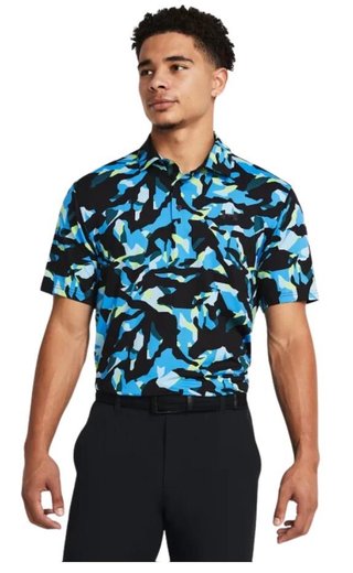Under Armour Playoff 3.0 Printed men's polo, black/capri