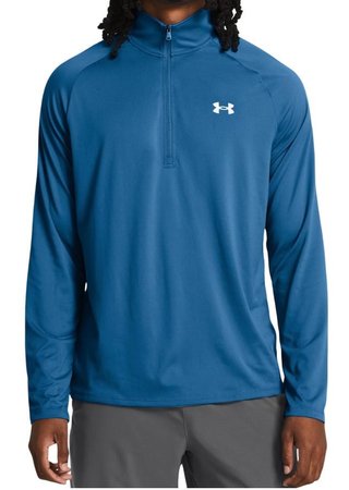 Under Armour Tech 2.0 1/2 Zip men's long sleeve shirt, photon blue/white