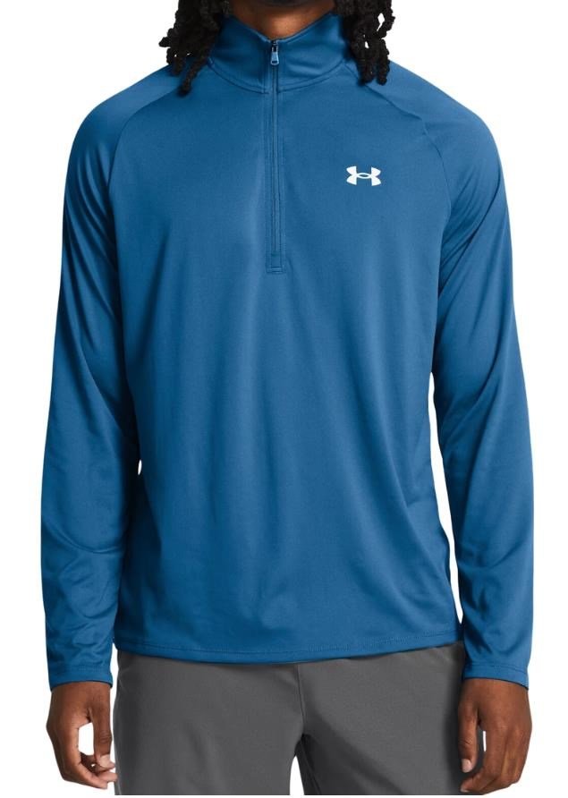 Under Armour Tech 2.0 1/2 Zip men's long sleeve shirt, photon blue/white