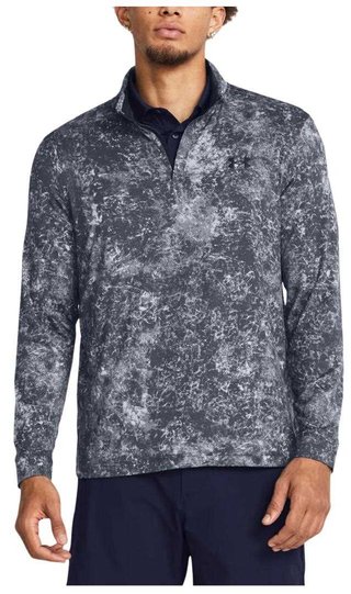 Under Armour Playoff Printed 1/4 Zip men's sweatshirt, downpour gray/midnight navy