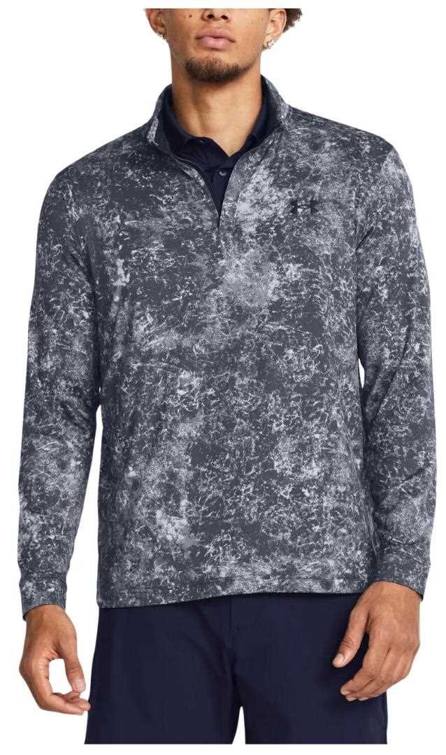 Under Armour Playoff Printed 1/4 Zip men's sweatshirt, downpour gray/midnight navy
